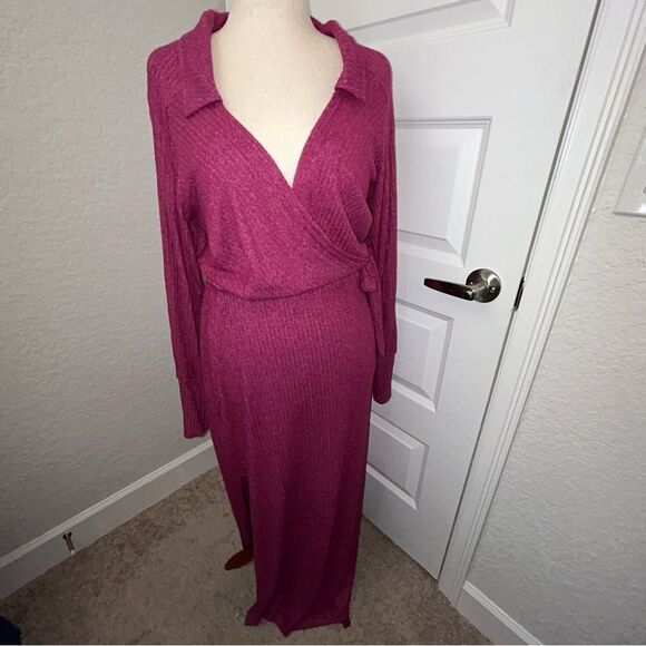 Daily Practice Anthropologie Ribbed Knit 1/2 Wrap   Maxi Dress - Picture 1 of 11